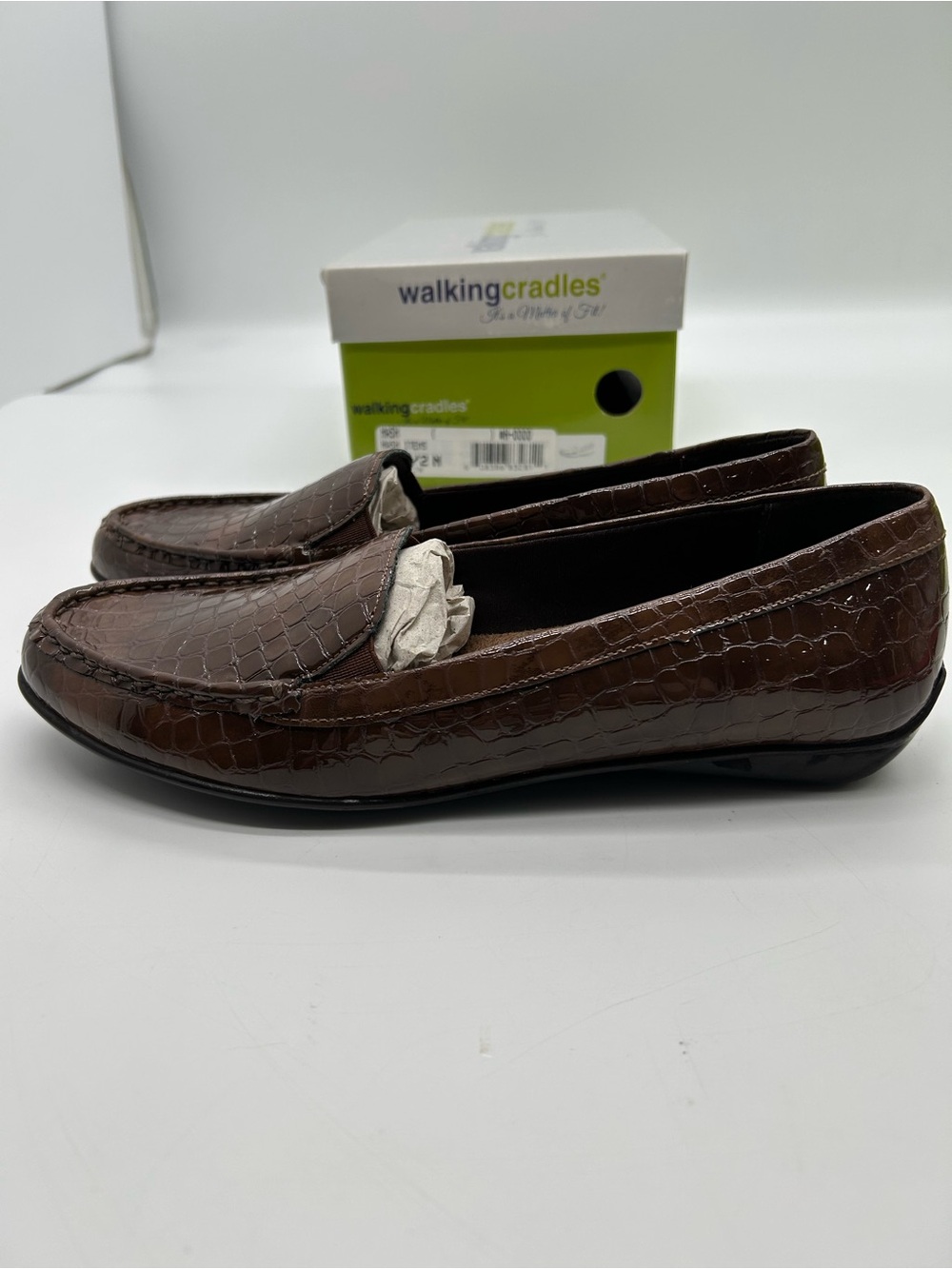 Walking Cradles Brown Croc-Embossed Patent Leather Loafers 8.5